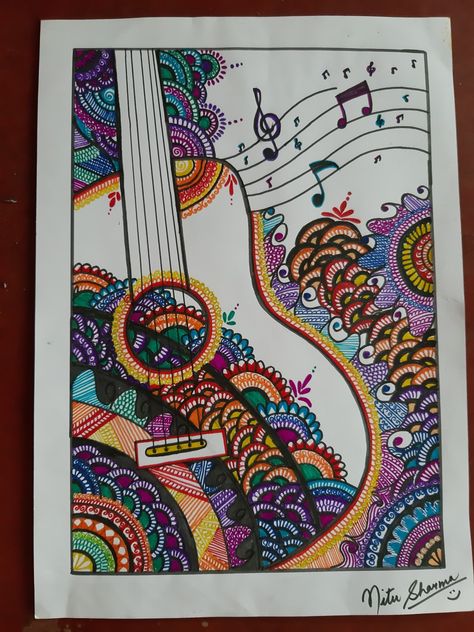 Sketch Pen Art Colour, Pen Art Doodle, Indian Instruments, Mom Drawing, Magic Runes, Modern Art Canvas Painting, Sketch Pen, Easy Mandala Drawing, Sky Art Painting