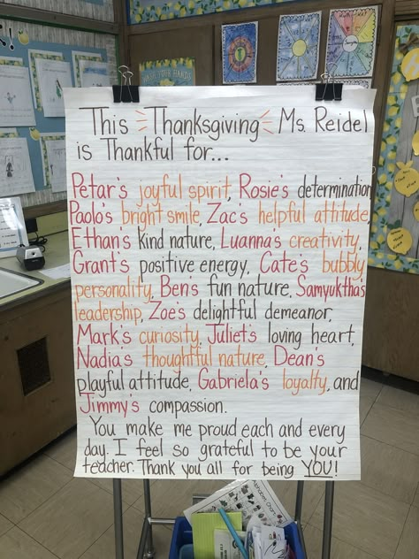 Thanksgiving Anchor Chart Thankful For My Students Anchor Chart, Meet The Teacher Anchor Chart, Classroom Thankful Poster, Thankful For Students Anchor Chart, Reasons I’m Thankful Classroom, Thankful Teacher Anchor Chart, Teacher Thankful For Students Poster, November Behavior Anchor Chart, Thanksgiving Second Grade