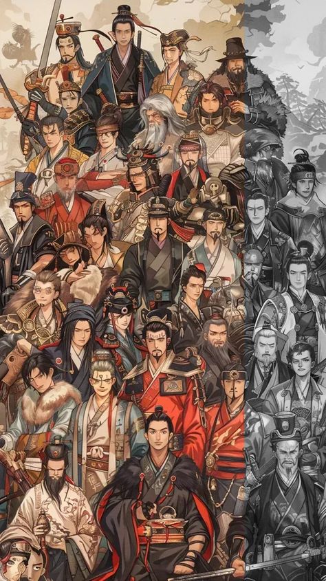 Full Color Image in ai-img-gen.com 🔸 A group photo of 30 male characters, each in a half-body shot, dressed in a style reminiscent of the... 🔸 From Midjourney AI Image Dynasty Clothing, Qin Dynasty, Chinese Warrior, Han Dynasty, Body Shots, Song Dynasty, Simple Backgrounds, One Piece Manga, Colour Images