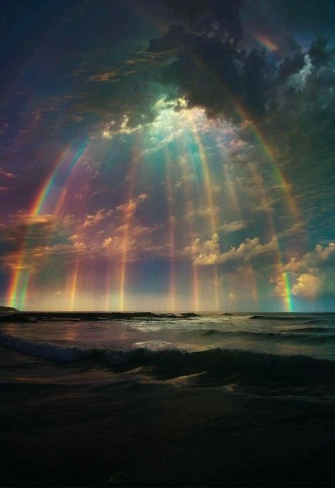 Angel Clouds, Rainbow Pictures, Rainbow Photography, Colour Contrast, Pretty Landscapes, Sky Art, Pretty Wallpapers Backgrounds, Sky And Clouds, Natural Phenomena