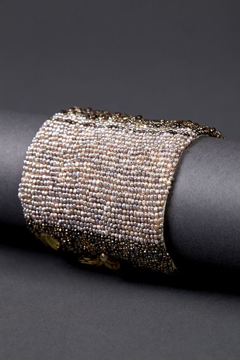 Andrea Gutierrez, Art Bracelet, Embroidery Bracelets, Handmade Costumes, Beaded Cuff Bracelet, Bead Loom Bracelets, Beaded Cuff, Wrist Cuffs, Rutilated Quartz