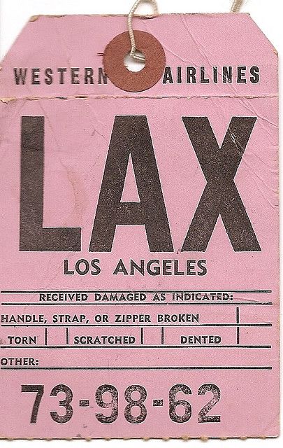 Vintage Luggage Tags, Vintage Ticket, Vintage Airline, Ticket Design, Baggage Tags, Travel Tags, Luggage Labels, Vintage Airlines, Vintage Los Angeles