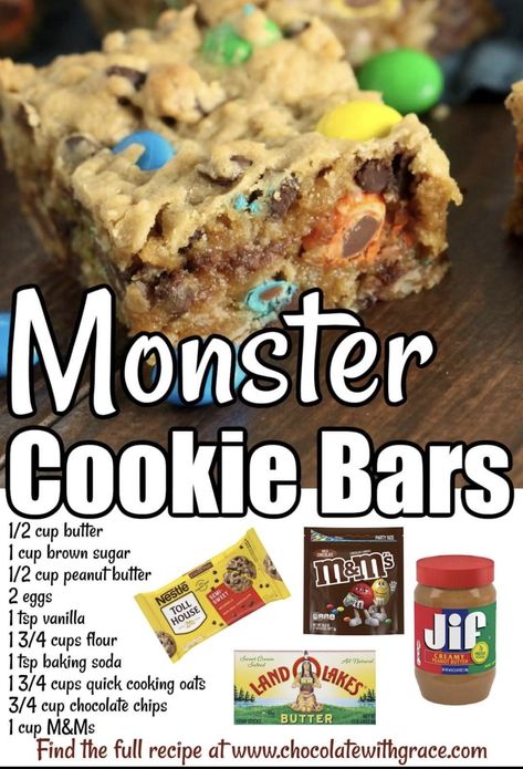 Cheerio Dessert, Dessert Bar Recipes, Monster Cookie Bars, Monster Cookie, Dessert Bar Recipe, Cookie Bar, Bar Recipes, Cookie Bar Recipes, Dessert Bar