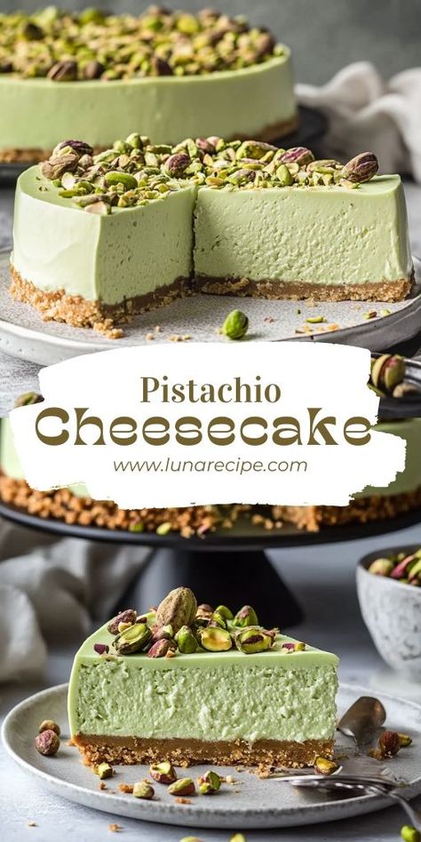 This Pistachio Cheesecake is a must-try! 🍰🥜 Rich, creamy, and packed with the nutty flavor of pistachios, this cheesecake is a show-stopping dessert for any occasion. Perfect for special celebrations or whenever you’re craving something indulgent and delicious.

📌 Pin this recipe to bake a creamy and flavorful pistachio cheesecake for your next dessert!
#PistachioCheesecake #CheesecakeLovers #IndulgentDesserts #BakingIdeas #ShowStoppingDesserts #NuttyFlavors No Bake Pistachio Cheesecake, Pistachio Cheesecake Recipe, Vegan Food Photography, Pistachio Cheesecake, Pistachio Dessert, Cheesecake Lovers, Quick Treats, Classic Cheesecake, Quick Easy Desserts