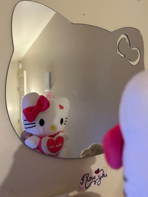 hello kitty mirror Hello Kitty Mirror Selfie, Hello Kitty Mirror, Kitty Makeup, Shoe Room, Hello Kitty Makeup, Hello Kitty Collection, Car Mirror, Mirror Wall, Night Light