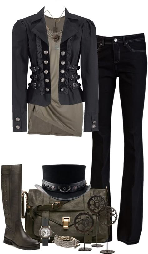 I want this outfit! "Steampunk Contest" by partywithgatsby on Polyvore. I love the jacket! Everyday Steampunk, Casual Steampunk, Mode Steampunk, Steampunk Costume, Steampunk Clothing, Mori Girl, Gothic Outfits, Dieselpunk, Steampunk Fashion