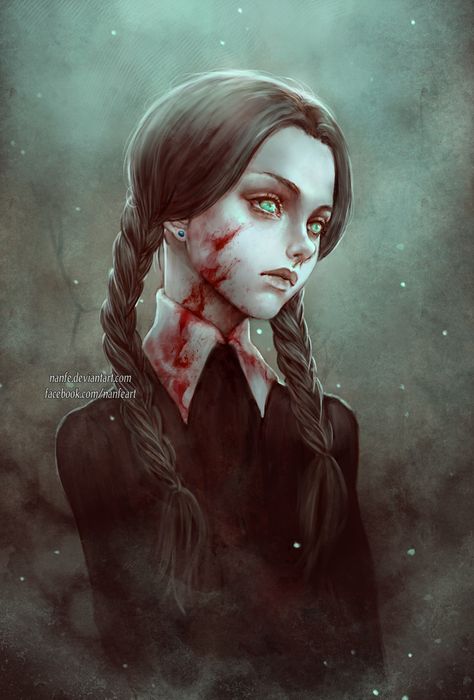 Art Sinistre, Addams Familie, Adams Family, Art Manga, Creepy Art, Arte Fantasy, Addams Family, Wednesday Addams, Sleeve Tattoo