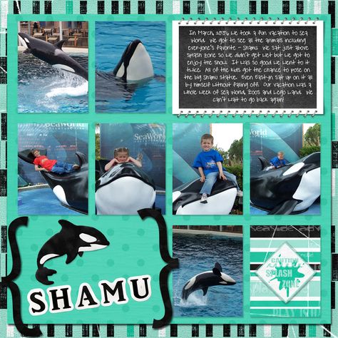 Park Scrapbook Layouts, Aquarium Scrapbook, Travel Scrapbook Ideas, Scrapbooking Ideas Layouts, Swimming With Sharks, Family Scrapbook Layouts, Scrapbook Layouts Ideas, Beach Scrapbook Layouts, Scrapbooking Layouts Travel