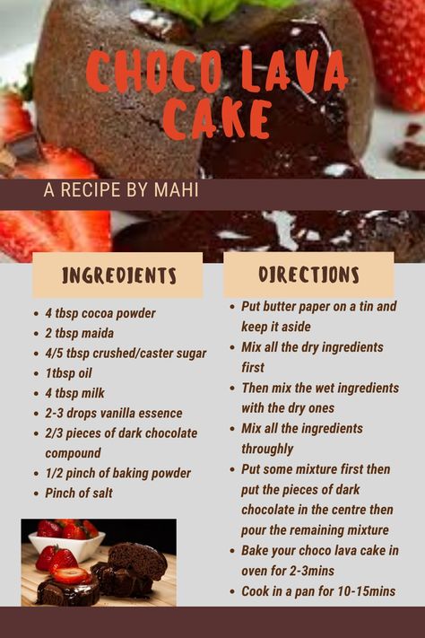 Hope you find it helpful. Volcano Chocolate Cake Lava, Choco Lava Cake Recipe, Choco Lava Cake, Lava Cake Recipe, Chocolate Lava Cake Recipe, Choco Lava, Molten Chocolate Lava Cake, Lava Cake Recipes, Happy Birthday Printable