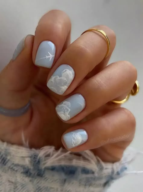 40 Cute Short Nail Designs That Are Practical For Everyday Wear Manicure 2022, Minimal Nails Art, Cute Short Nails, Sky Nails, Short Gel Nails, Smink Inspiration, Minimal Nails, Her Nails, Idea Design