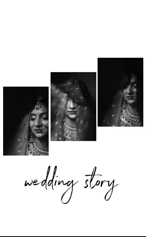 Bride Story Instagram, Instagram Wedding Story Ideas, Indian Wedding Album Layout, Instagram Story Ideas Wedding, Wedding Album Quotes, Wedding Photo Book Layout, Reception Pose, Creative Wedding Cards, Wedding Photo Album Book