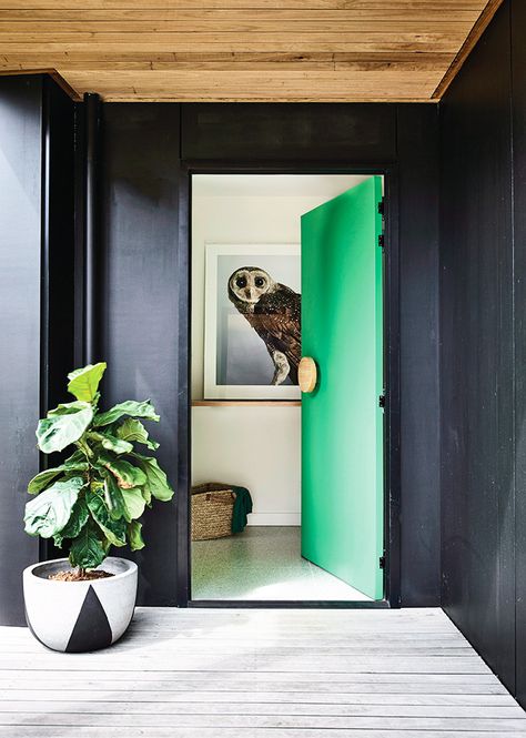 If you're looking to open up your studio, then look no further than these bright hues. Designers share the best paint colors for small spaces. Green Doors, Green Front Doors, Pintura Exterior, Best Paint Colors, Front Door Colors, Open Door, Australian Homes, Contemporary Interior Design, Contemporary Home Decor