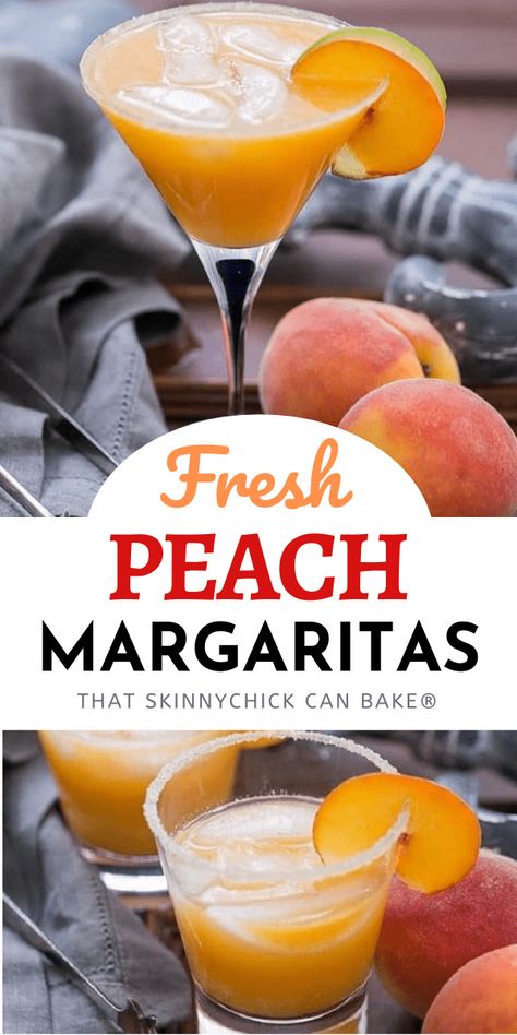 Fresh Peach Margaritas - Using peak of the season peaches, these margaritas are out of this world! #peaches #cocktail #margaritas Baking Recipes Sweet, Peach Margaritas, Peach Margarita, Refreshing Summer Cocktails, Low Carb Muffins, Recipes Yummy, Best Cocktail Recipes, Recipes Sweet, Summer Eating