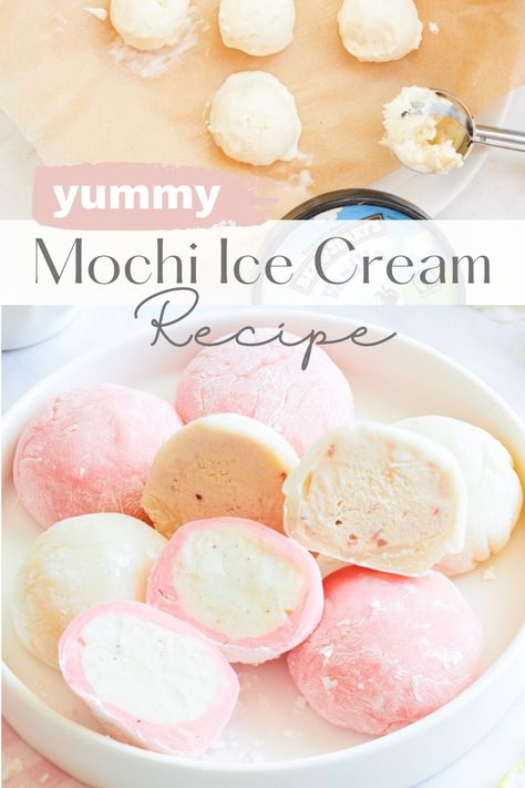 Ice Cream Mochi Recipe, Fae Food, Mochi Ice Cream Recipe, Easy Mochi, Mochi Recipes, Japanese Rice Cake, Easy Strawberry Cheesecake, Red And White Christmas Tree, Strawberry Mochi