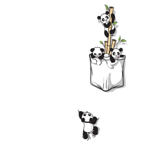 POCKET PANDAS - Comes Complete With Bite Sized Bamboo! - Neatorama Sublimacion Ideas, Design Dragon, T-shirt Print Design, Foto Transfer, Panda Tshirt, Panda Art, T Shirt Painting, Photographie Portrait Inspiration, Tshirt Design Inspiration