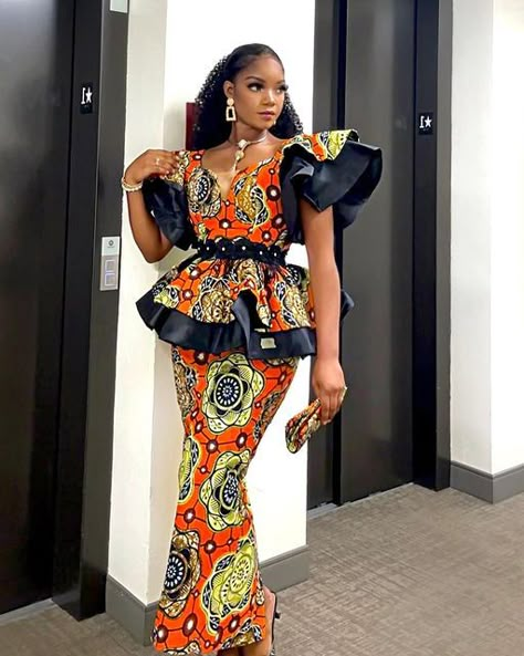 West African Dress, Ankara 2 Piece Set, Ankara Peplum Blouse And Skirt, Ankara 2 Piece, African Pants, Skirt And Blouse Styles, African Dress Styles, Ankara Styles For Women, Nigerian Dress