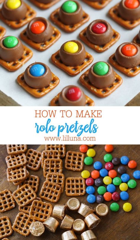 Rolos Pretzels, Rollo Pretzels, December Recipes, Microwave Caramels, Unique Diy Crafts, Festive Snacks, Rolo Pretzels, Smores Cookie, Amazing Snacks