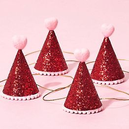 Themed Party Supplies | Paper Source Heart Themed Birthday, Mini Party Hats, Woodland Fairy Birthday Party, Woodland Fairy Birthday, Valentine Hats, Valentines Birthday Party, Red Birthday Party, Valentines Party Decor, Heart Glitter