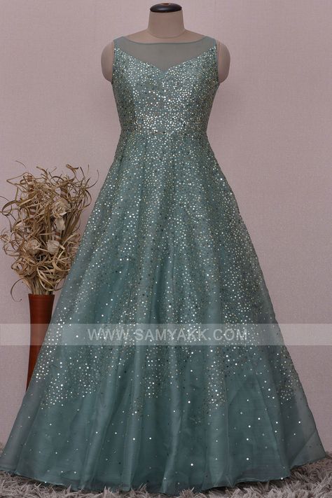 Long Frock Party Wear, Old Gowns, Surface Ornamentation, Net Gown, Net Gowns, Wedding Lehenga Designs, Modest Fashion Hijab, Zari Embroidery, Long Gown Dress