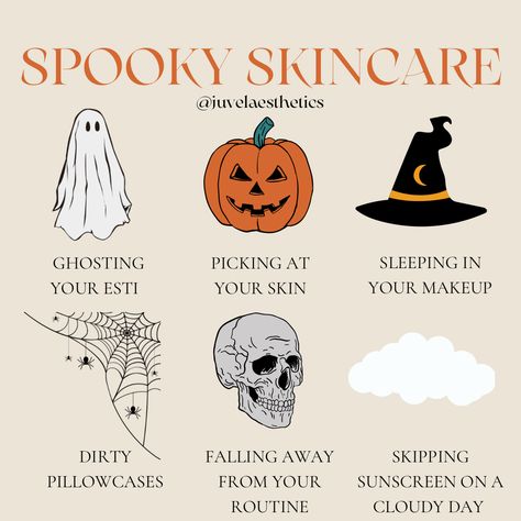 Halloween Skincare Post, Medspa Halloween, Halloween Esthetician Post, Fall Esthetician Posts, Botox Halloween, Halloween Esthetics, Halloween Esthetician, Esthetician Suite, Halloween Skincare