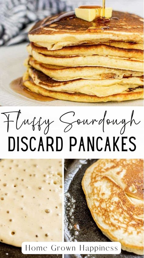 These light and fluffy sourdough discard pancakes make great use of a leftover sourdough starter. The main sourdough pancake batter is made the night before for an easy breakfast the following day. Sourdough Starter Pancakes, Sourdough Discard Pancakes, Discard Pancakes, Pancake Batter Recipe, Sourdough Pancakes Recipe, Sourdough Pancakes, Sourdough Starter Discard Recipe, Homemade Sourdough Bread, Lazy Sunday Morning