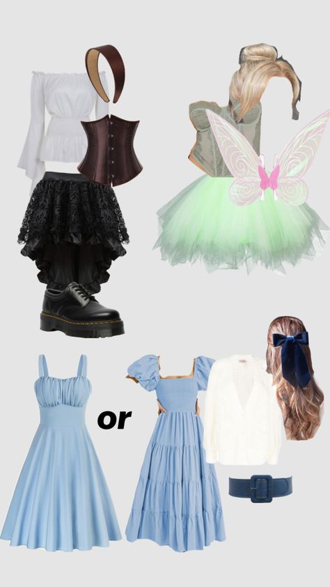 Neverland Halloween costumes 🧚 for trios #halloween #peterpan #neverland #costumes #costume #costumeidea #halloweencostumes #trio #triocostumes #triohalloweencostume #tinkerbell #pirate #wendydarling Three Sister Costume Ideas, Neverland Costume Ideas, Tinker Bell Trio Costume, Tinkerbell And Pirate Costume, Peter Pan Group Halloween Costumes, Peter Pan Wendy And Tinkerbell Costumes, Duo Halloween Costumes Tinker Bell And Wendy, Captain Hook And Tinkerbell Costume, Cheshire Outfit