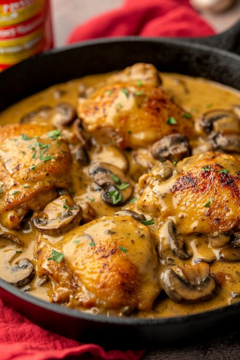 Indulge in a delicious and comforting meal with this recipe for juicy chicken legs cooked in a creamy and flavorful cream of mushroom soup. Perfect for cozy family dinners or special occasions, this dish is sure to impress your taste buds. With simple ingredients and easy preparation, you can enjoy a satisfying meal without spending hours in the kitchen. Serve these tender chicken legs with your favorite sides and watch everyone ask for seconds! Cooking With Cream Of Mushroom Soup, Stewed Chicken Leg Recipes, Cream Of Mushroom Soup Recipes With Chicken, Chicken Leg Soup, Cream Of Mushroom Soup Recipes, Quick Family Dinners, Chicken Leg Recipes, Mushroom Soup Recipes, Creamy Mushroom Sauce