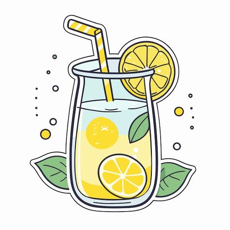 Lemon lemonade vector illustration stick... | Premium Vector #Freepik #vector #refreshment #drink #clipart #refreshing Lemonade Clipart, Symmetry Photography, Drink Clipart, Lemon Drawing, Lemonade Illustration, Cream Packaging, Ice Cream Packaging, School Illustration, Lemon Lemonade