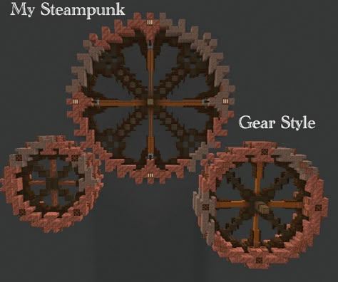 Minecraft Gears Design, Minecraft Gear Design, Gear Minecraft, Minecraft Dwarven Architecture, Steam Punk Minecraft, Steampunk Minecraft Builds, Epic Minecraft Houses, Minecraft Industrial, Minecraft Steampunk