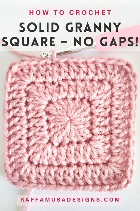 a solid crochet granny square without any holes or gaps Crochet Solid Granny Square, Crochet Granny Square Beginner, Solid Granny Square, Granny Square Pattern Free, Granny Square Tutorial, Granny Square Crochet Patterns Free, Crochet Granny Square Blanket, Crochet Quilt, Learn How To Crochet