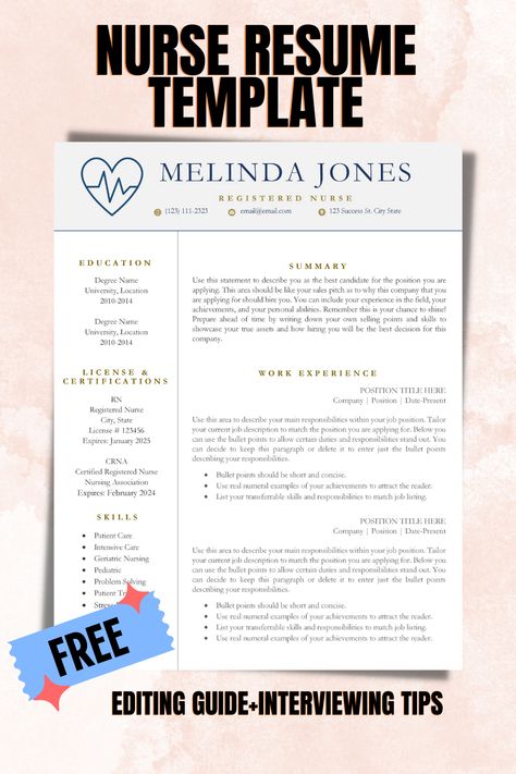 Nursing Interview, Canva Resume Template, Resume Template Creative, Nurse Resume Template, Resume Template Download, Letter Reference, Canva Resume, Nurse Resume, Nursing Resume Template