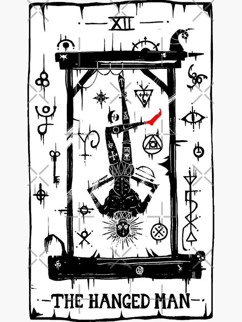 "The Hanged Man Tarot" Sticker for Sale by JamJamTheArtMan The Hanged Man Tarot Card Art, Hanged Man Tarot Tattoo, The Hanged Man Tattoo, Hanged Man Tattoo, Tarot Hanged Man, Tarot The Hanged Man, Lynx Tattoo, Souls Tattoo, Dark Souls Tattoo