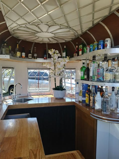 Caravan Bar Interior Ideas, Mobile Liquor Truck, Coffee Horse Trailer Interior, Mobile Bar Interior Layout, Diy Mobile Bar Trailer, Bar Trailer Interior, Mobile Bar Interior Design, Mobile Bar Trailer Interior Design, Trailer Bar Interior