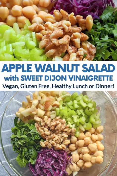 Walnut Salad Recipe, Apple Walnut Salad, Apple Walnut, Dijon Vinaigrette, Vegan Apple, Dinner Salad, Vegan Salad Recipes, Walnut Salad, Vegan Salad