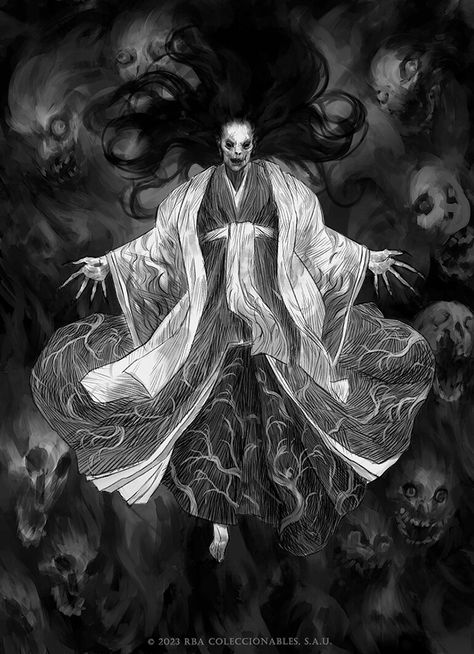 ArtStation - IZANAMI Izanami Goddess, Japanese Ghost Art, Izanagi And Izanami, Victor Garcia, Dnd Creatures, Genshin Oc, Japanese Myth, Figure Drawings, Japanese Mythology