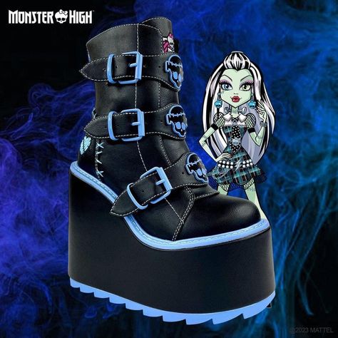 Monster High Shoes, Emo Shoes, Yru Shoes, Demonia Boots, Monster High Clothes, Goth Shoes, Gothic Boots, Frankie Stein, 6 Inch Heels