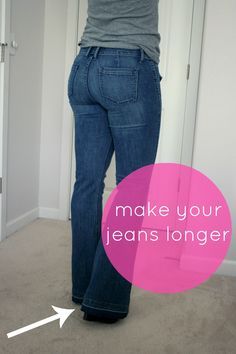 http://www.create-enjoy.com/2013/10/how-to-lengthen-jeans-with-hem-facing.html Adding Material To Bottom Of Jeans, Lengthen Jeans With Fabric, How To Extend Jeans Length, How To Add Length To Pants, Altering Jeans Legs Tutorials, How To Lengthen Pants, Lengthen Jeans Diy Ideas, How To Add Length To Jeans, Adding Length To Jeans