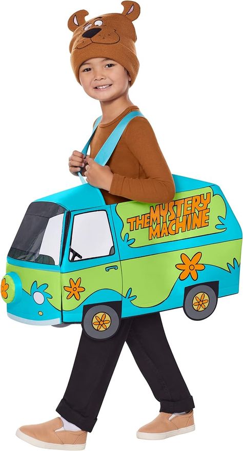 Picture showing a child in a Scooby Doo hat wearing a Mystery Machine costume Mystery Machine Costume, Scooby Doo Dress, Easy Last Minute Costumes, Velma Costume, Scooby Doo Costumes, Cartoon Costume, The Mystery Machine, Scooby Doo Halloween, Scooby Snacks