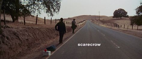 Scarecrow (1973) Scarecrow Movie, Al Pacino, Title Card, Film Stills, Scarecrow, Country Roads, Road, Film