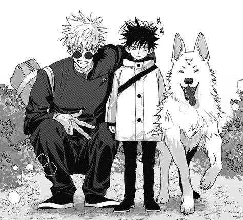 "😎😑🐶" Satosugu Family, Papa Gojo, Dad Gojo, Ju Jitsu, Megumi Fushiguro, Handsome Anime Guys, All Anime, Father And Son, Jujutsu Kaisen