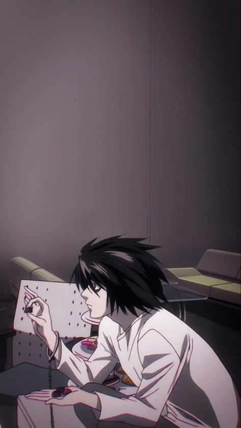 Bobble Heads, L Wallpaper, Notes Art, L Lawliet, Cool Anime Wallpapers, Manga Anime One Piece, Dark Anime, Handsome Anime Guys, Anime Background