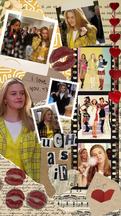 #clueless #moodboard #collage #aesthetic #y2k #90s #cherhorwitz #yellow #shuffles #cluelessmovie Cher Clueless Wallpaper, Clueless Collage, Clueless Aesthetic Quotes, Clueless Wallpaper Iphone, Clueless Aesthetic Wallpaper, 90s Scrapbook Aesthetic, Clueless Aesthetic Outfits, Clueless Wallpaper, Cher Horowitz Aesthetic