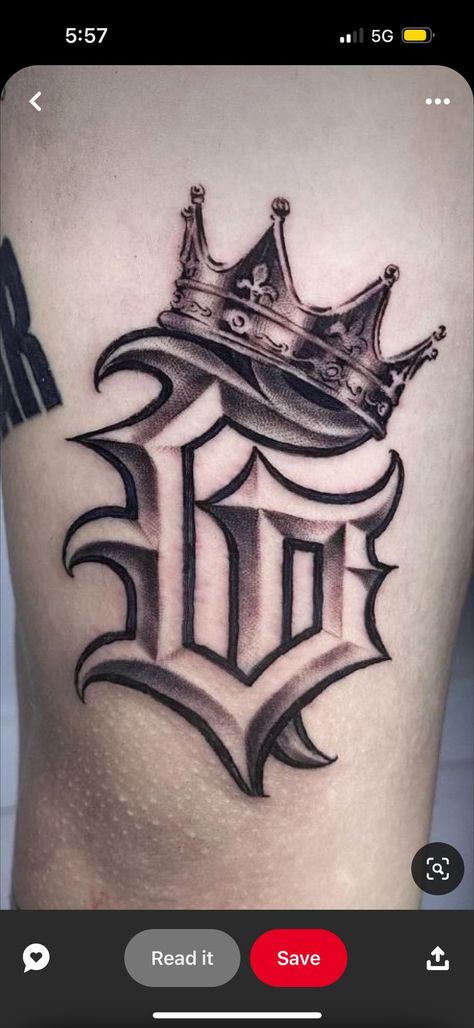 Letter J With Crown Tattoo, 6 Point Crown Tattoo, Crip Tattoos Designs, Gucci Tattoo Ideas, Hustle Tattoos For Women, Thug Tattoos Men, Chicano Neck Tattoos, Letter G Tattoo Ideas, Gangster Tattoos For Women