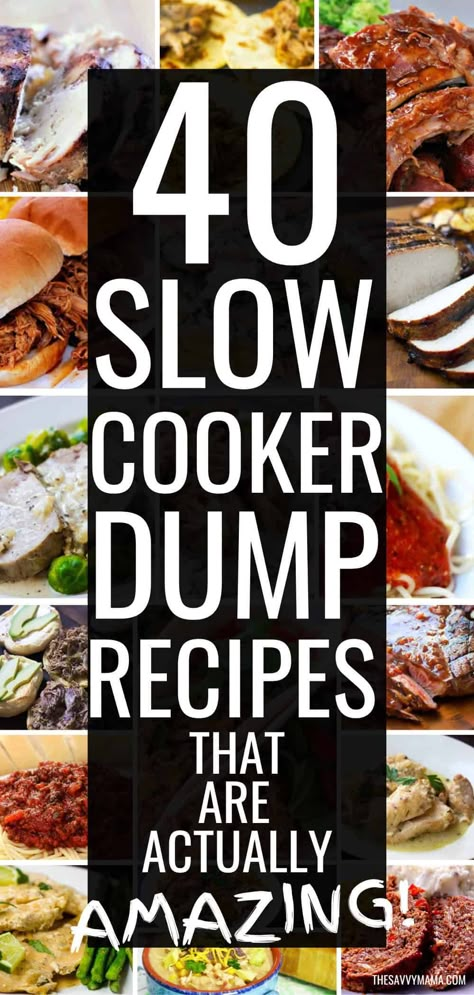 Check out this list of 40+ dump recipes that are super easy and super delicious! And all of these work great in your crockpot and as freezer meals too! Slow Cooker Dump Recipes, Dump And Go Crockpot Dinners, Dump Bags, Slow Cooker Dump, Dump And Go Crockpot, Crockpot Dump Recipes, Dump Recipes, Easy Crockpot Dinners, Dump Dinners