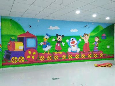 PLAY SCHOOL WALL PAINTING,Nursery School Wall Painting Artist,Playschool Cartoon Painting Works: Children Room Wall Decoration,Children Room Wall A... Children Room Wall Painting, School Wall Art Ideas Classroom, Classroom Walls Paint, Play School Wall Painting, School Wall Art Ideas, School Wall Painting, School Wall Decoration, Cartoon Wall Painting, Jungle Theme Nursery