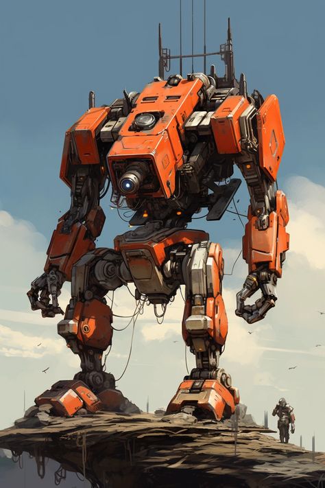 AI Generated Mech #mecha #mechs #robot #robots #transformer #transformers #gundam #evangelion #aiart Construction Robot Concept Art, Solarpunk Robot, Mechs Art, Dieselpunk Mech, Mecha Armor, Robots Design, Battle Mech, Big Robots, Star Wars Inspired