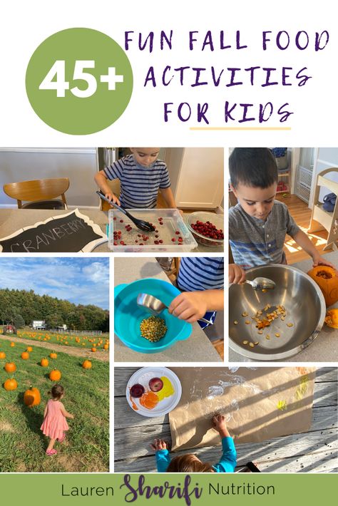 45+ Fun Fall Food Activities for Kids great for entertaining, educating and getting your kids trying fall produce! #kidsinthekitchen #feeding kid#homeschool #preschool Fun Fall Food, Fall Nature Activities, Food Activities For Kids, Food Activities For Toddlers, Nature Activities For Kids, Fall Produce, Best Toddler Toys, Halloween Sensory, Fall Preschool Activities