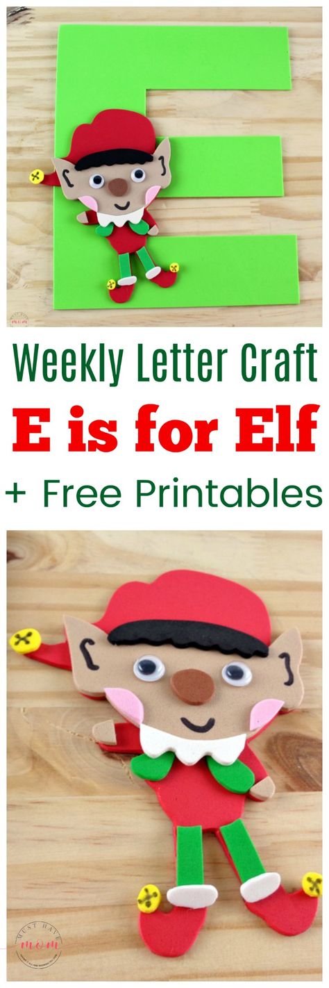 Weekly letter craft series! E is for Elf with free printable E and Elf templates. Kids preschool letter craft idea. Elf Printables Free, L Craft, Elf Craft, Preschool Letter Crafts, Elf Letter, Diy Kid Activities, Elf Crafts, Mom Crafts, Letter Craft