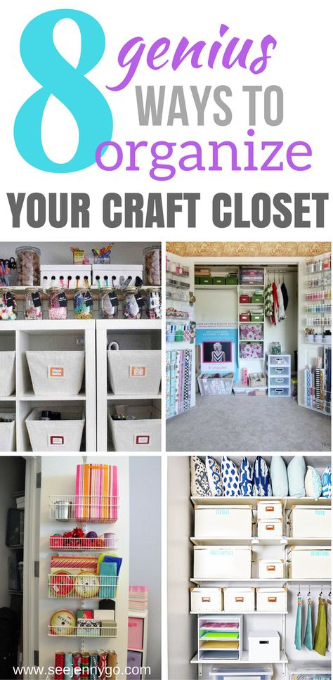 Craft Storage Closet, Craft Room Closet, Craft Closet Organization, Craft Closet, Craft Room Design, Sewing Room Organization, Ways To Organize, Craft Room Decor, Small Space Diy