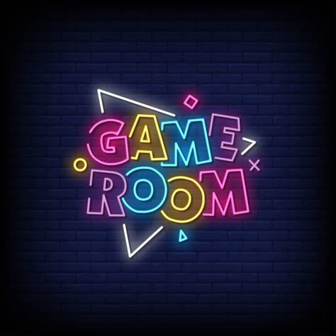 Game room neon signs style text vector P... | Premium Vector #Freepik #vector #logo #flyer #party #computer Room Neon Signs, Game Room Neon, Youtube Cover, Doodle Videos, Vector Game, Party Logo, Neon Logo, Gaming Room Setup, Neon Design